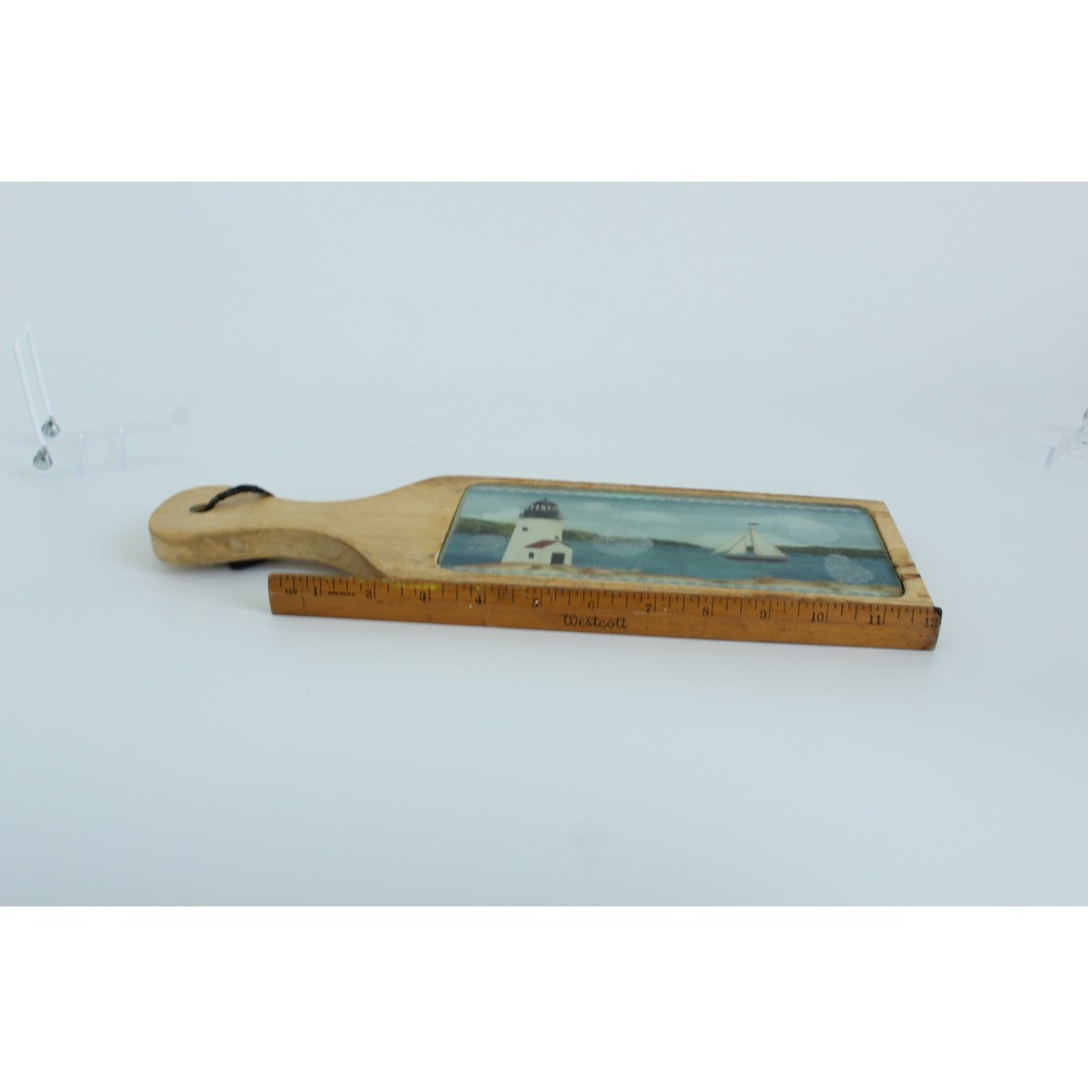 Nautical Lighthouse Sailboat Wooden Paddle Board Decorative Wall Art 11.5" - Picture 7 of 7